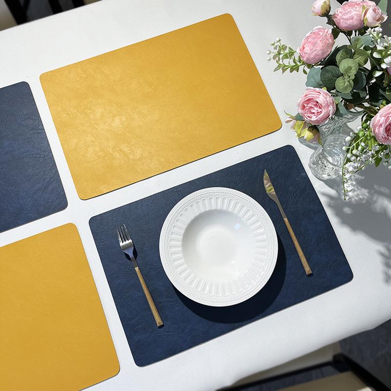 In Stock European-Style Luxury Leather Placemat: Waterproof, Oil-proof, Heat-Insulating Mat for Bowls and Plates
