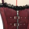 Sexy Women Gothic Corset Bustier Striped Zip Buckled Steampunk Overbust Corselet Vest Punk Rock Style Clothes