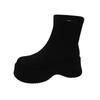 European station women's shoes 25 autumn classic fashion soft elastic fleece round head heightening light thick sole sleeve low boots