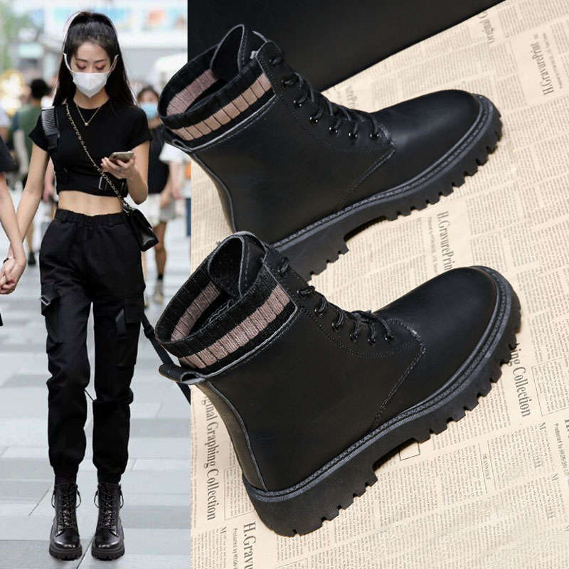 Snow Boots Women's New Fashion Cotton Shoes British Style Martin Short Boots Autumn and Winter Thickened Velvet Women's Shoes