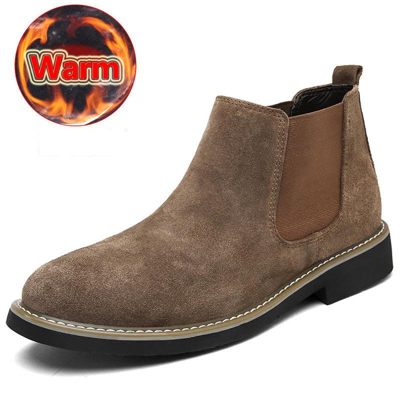 Fashion Fashion Men Elevator Shoes Chelsea Boots 6CM Invisible Inner Increase Shoes Men's Height Increasing Shoes New Leather Men Boots