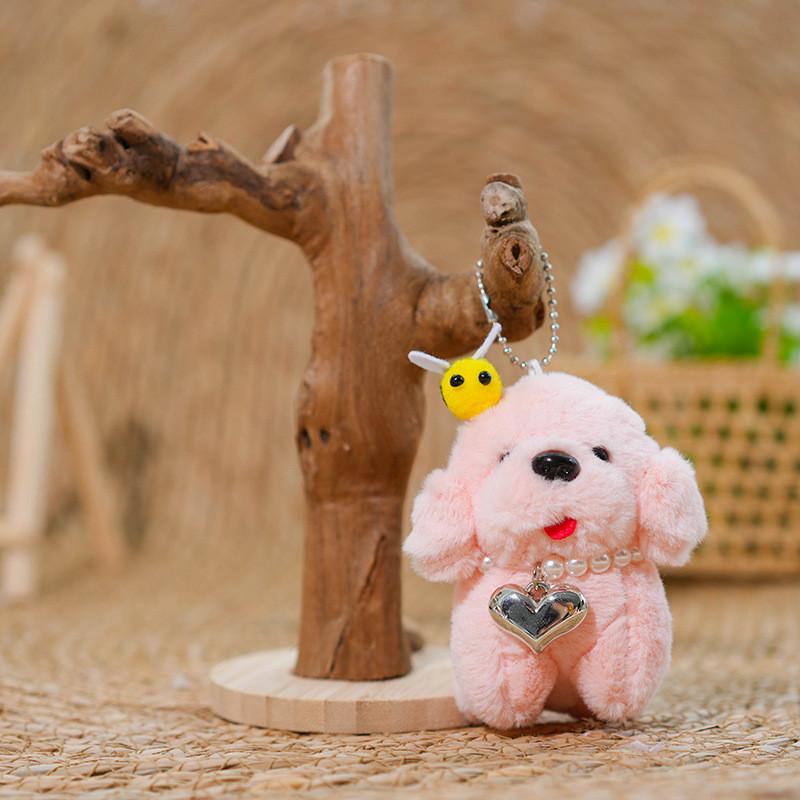 Cute Teddy Dog Plush Doll With Heart Necklace For Gift And Decor