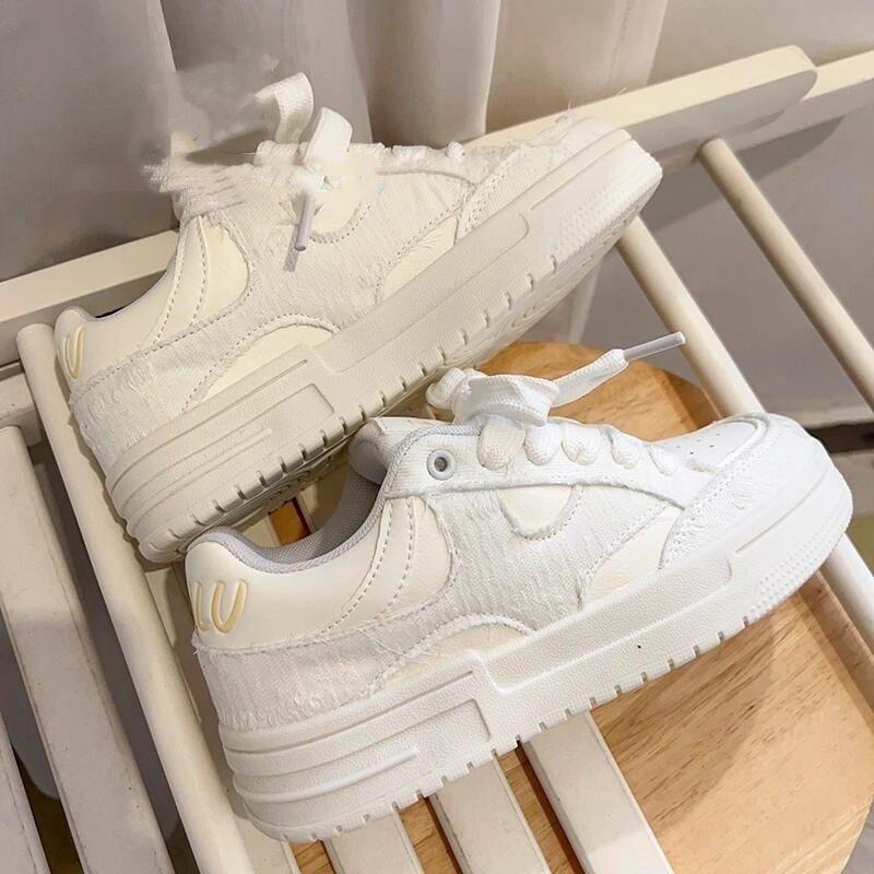 

Женская обувь в стиле ретро, нишевая белая обувь для колледжа, скейтборда, новые маленькие белые туфли, универсальная обувь для пары, повседневная обувь 36