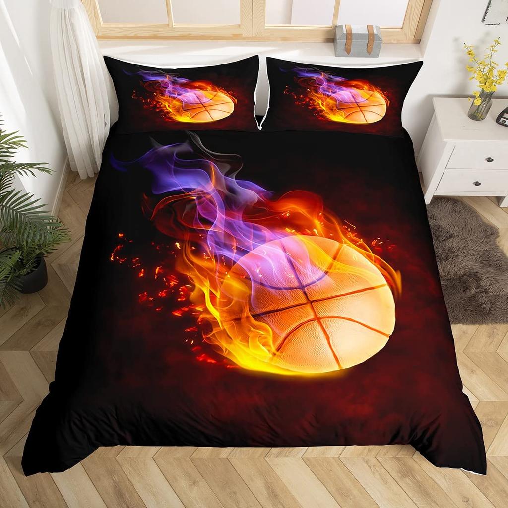 3D Basketball Duvet Cover Sports Game Baseketball Bedding Set Full for Kids Boys Girls Bedroom Decor Baseketball Comforter Cover