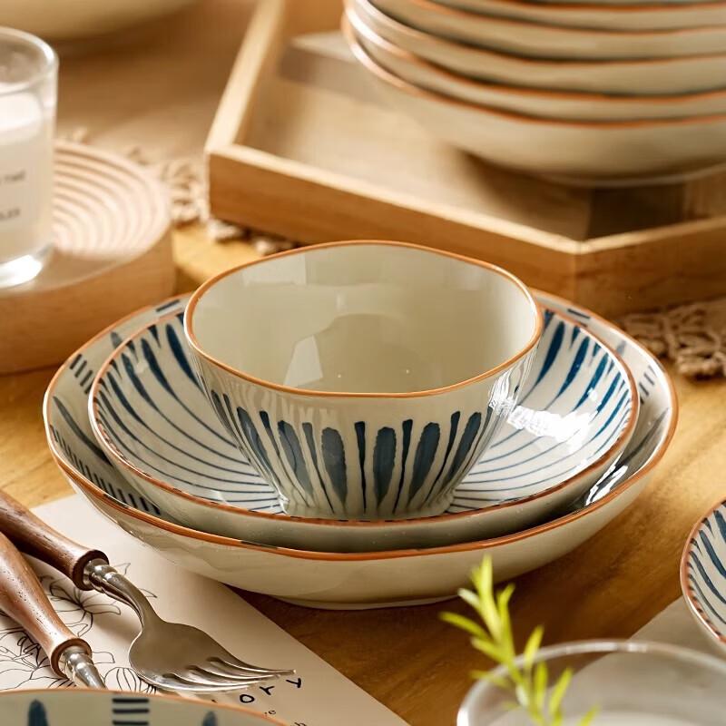 ZISIZ Japanese Style Ceramic Noodle Bowl Set