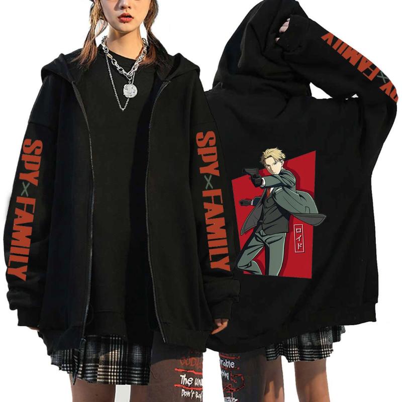 Anime Spy X Family Graphic Print Fleece Zipper Hoodie Fall & Winter Fashion Sports Sweatshirt