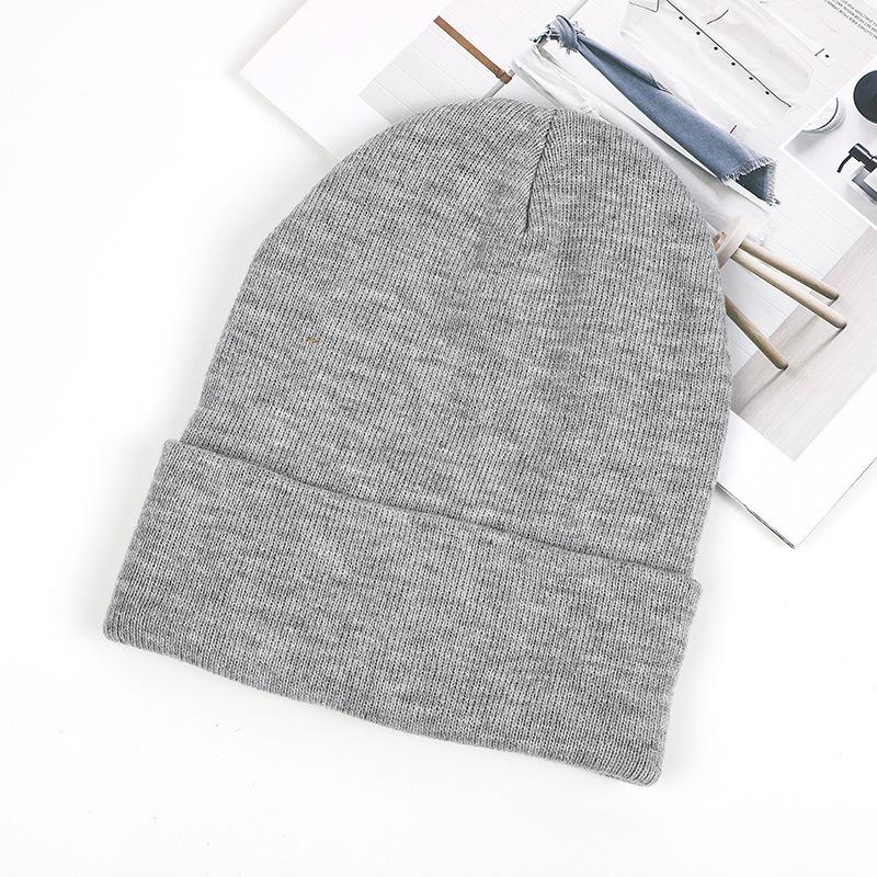 Custom Logo Unisex High Quality Plain Blank Color Winter Hat Cap Acrylic Knitted Beanie