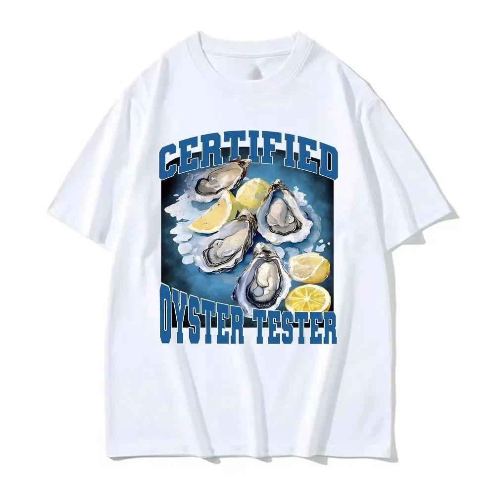 

Certified Oyster Tester Funny Seafood Meme Tshirt Summer Tops Adult Humor Tshirt Abstract Oyster Lemon Unisexs Tshirt Y2K S