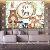 2D plane, 1 piece of forest-themed baby christening backdrop "It's a Boy" jungle theme, party, decoration