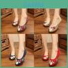 Ethnic Style Linen Slipon Shoes With Floral Embroidery For Daily Casual Women