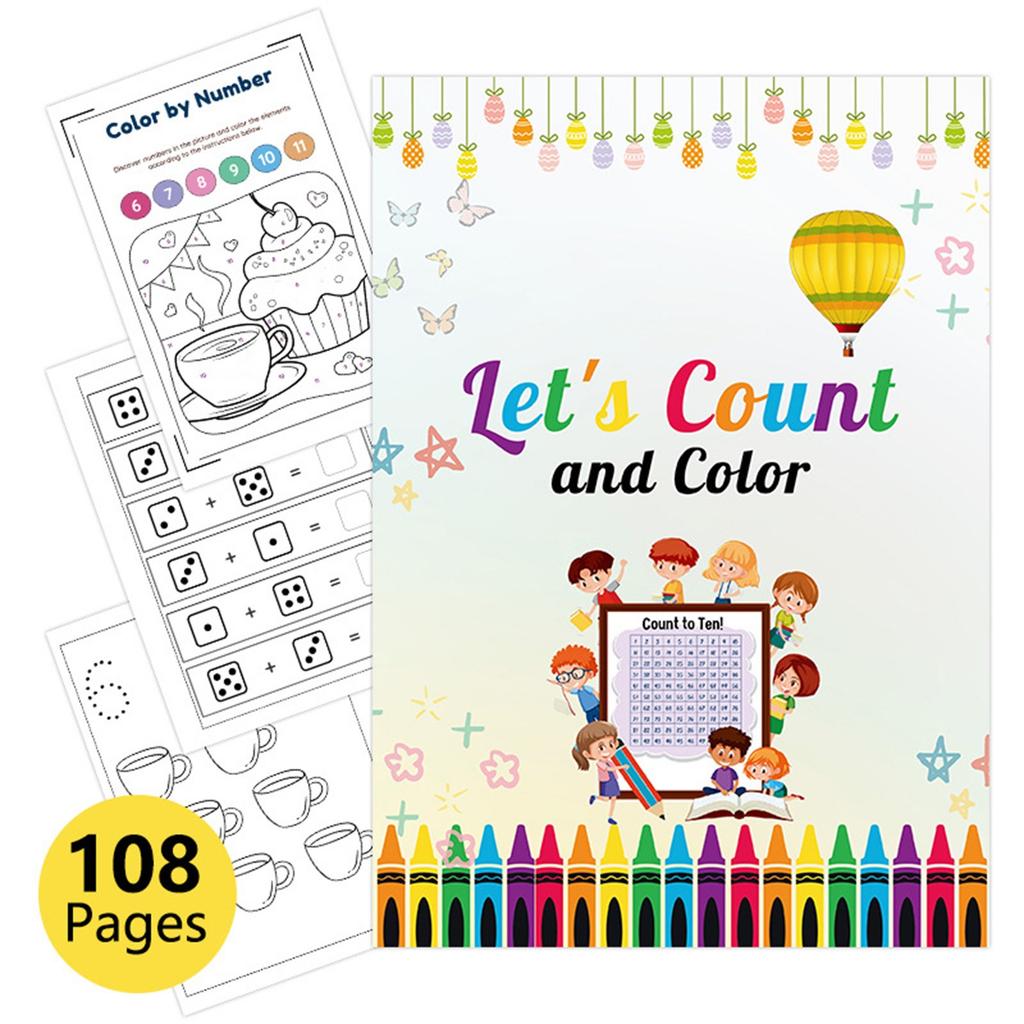 Coloring Book, Let's Count, Let's Write | Early Childhood Education Learning Activity Book