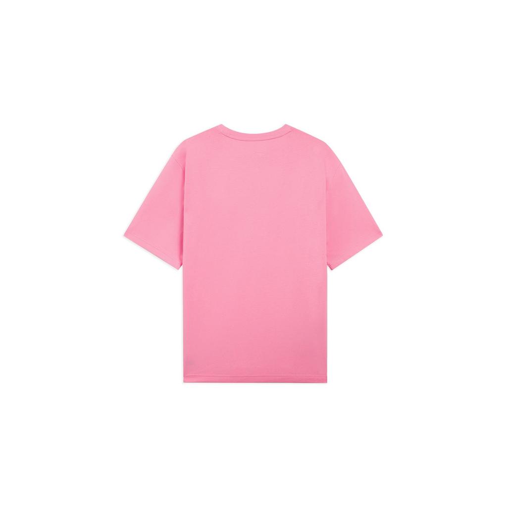 Li-Ning Sports Fashion Series Letter Print Casual Round Neck Short Sleeve T-Shirt Unisex Tops Dawn-Pink AHSSA33-13