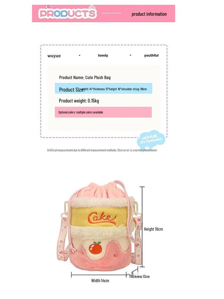 Plüsch Cartoon Kuchen Schulter- & Umhängetasche - Niedliche Vielseitige Geldbörse für Mädchen & Frauen