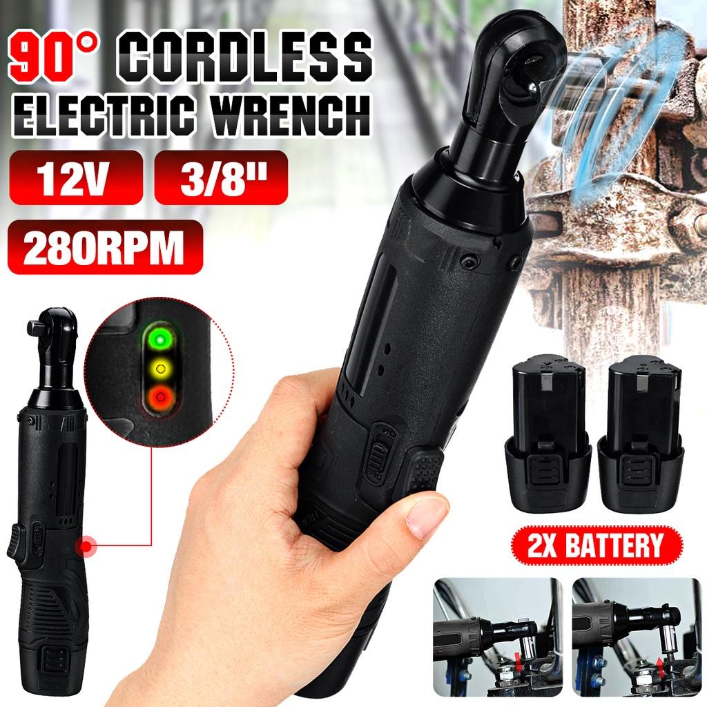 12V 3/8 Inches 0/1/2 Batteries Power Tools Cordless Electric Right Angle Wrench Ratchet Wrench With LED Lights