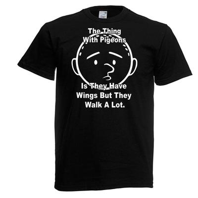 Adults The Thing With Pigeons Karl Pilkington Tv Show Quote Unisex Black TShirt