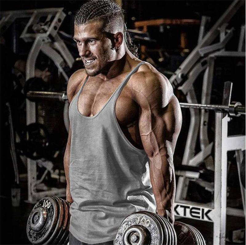 Muscleguys Bodybuilding Stringer Tank Tops Men Gym Clothing Fitness Sleeveless Shirt Cotton Racer Singlets Summer Plain Y Back Running Vest