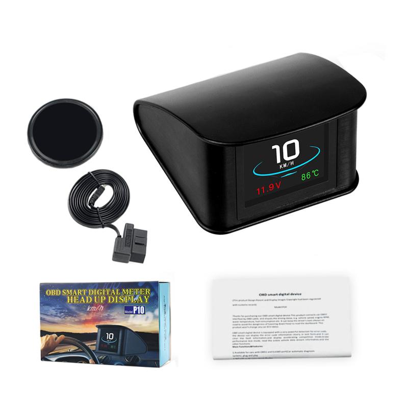 2025 Newest P10 Universal LCD Car Digital Large Screen OBD Monitor Head Up Display Overspeed Alarm Angine Gauge Car Accessories