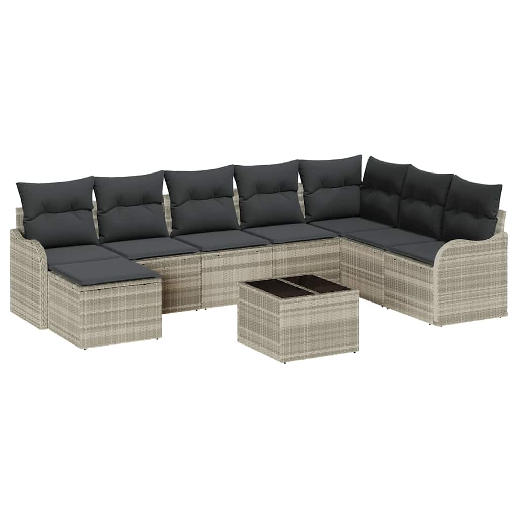 Garden Sofa Set Light Grey Poly Rattan