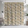 Boho Floral Shower Curtain with 12 Hooks, Botanical Black and Gold Print Waterproof Polyester Fabric, Elegant Nature Bathroom