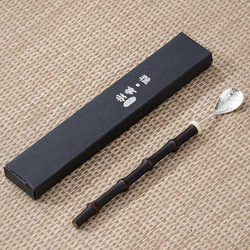 Chinesischer Lila Bambus Tee Löffel Handgefertigt Zinn Tee Aufguss Löffel Zuteilen Schaufel Chahe Haushalt Kürbis Erwachender Tee Löffel Handwerk