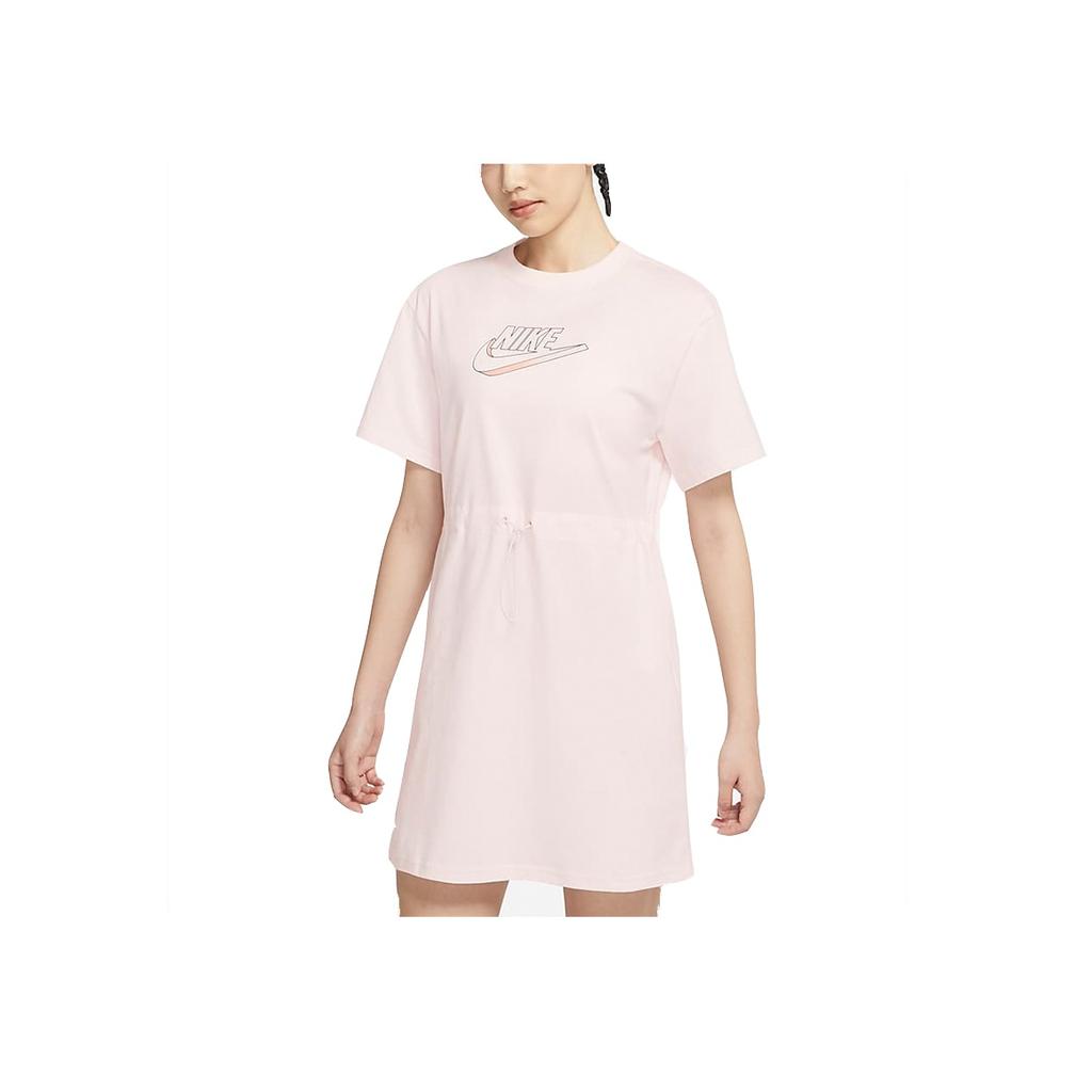Nike As W Nsw Gx Dress Ftra American Vintage Casual Sports Breathable Letter Print A-Line Comfortable Short Sleeve Dress Women Dresses Pink DD5783-640