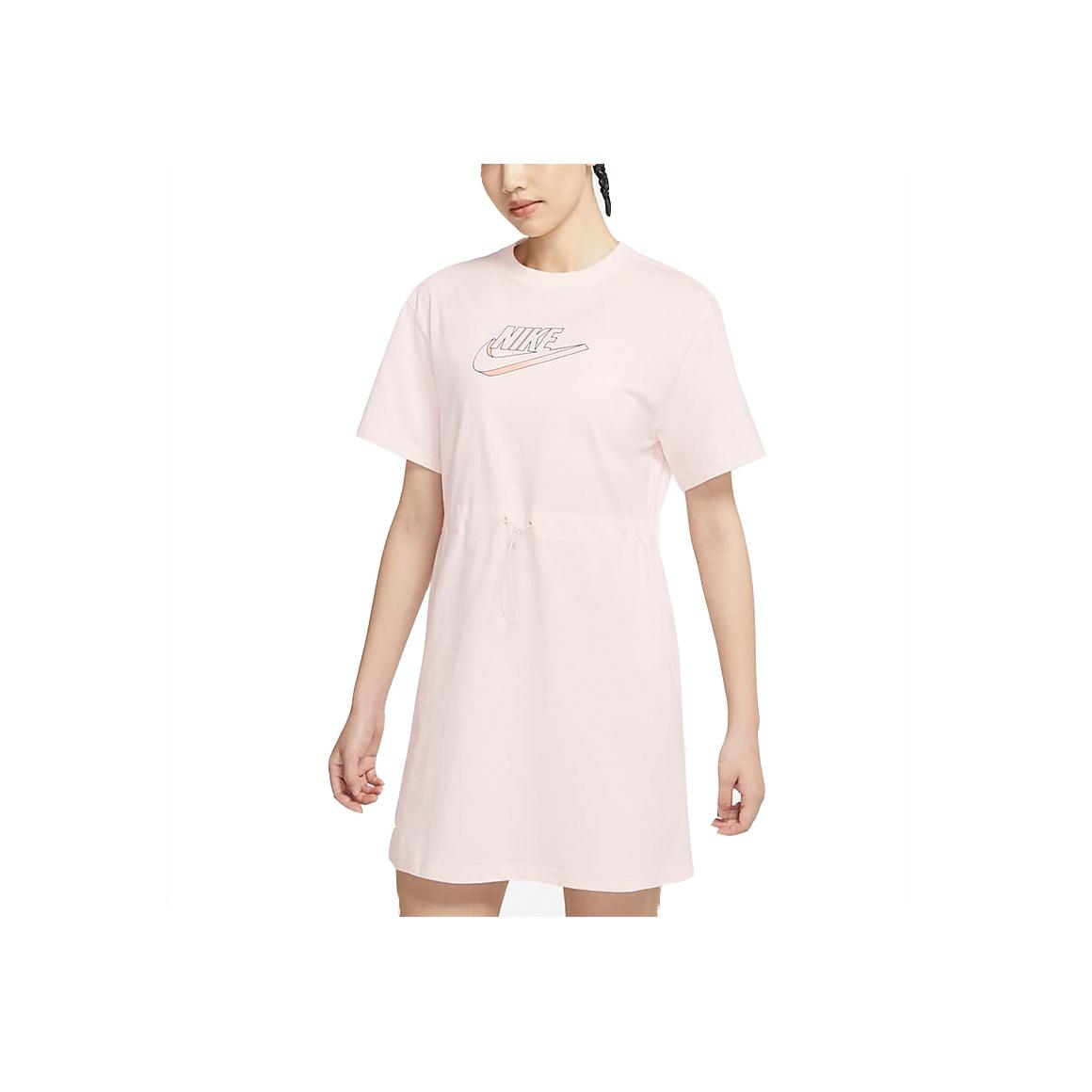 

Nike Платье As W Nsw Gx Ftra American Vintage Casual Sports Breathable Letter Printed A-Line Comfortable Short Sleeve Dress Women dresses Pink DD5783-640 M
