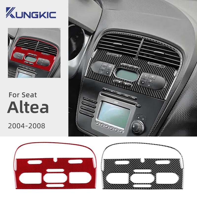 For Seat Altea 2004 2005 2006 2007 2008 Real Soft Carbon Fiber Sticker LHD Car Central Air Outlet Panel Interior Accessories