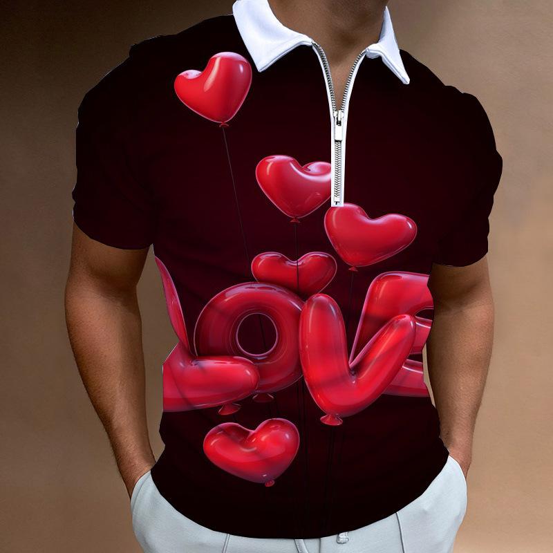 Short-sleeve Polo Shirt with Vertical Stripes, Half-zip Placket, Stylish Casual Top