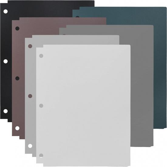 Youngever 6 Pack Heavy Duty Plastic Two Pocket Folders, Binder Dividers with Pocket, 3 Hole Punch Folder with Notches, Binder Folders