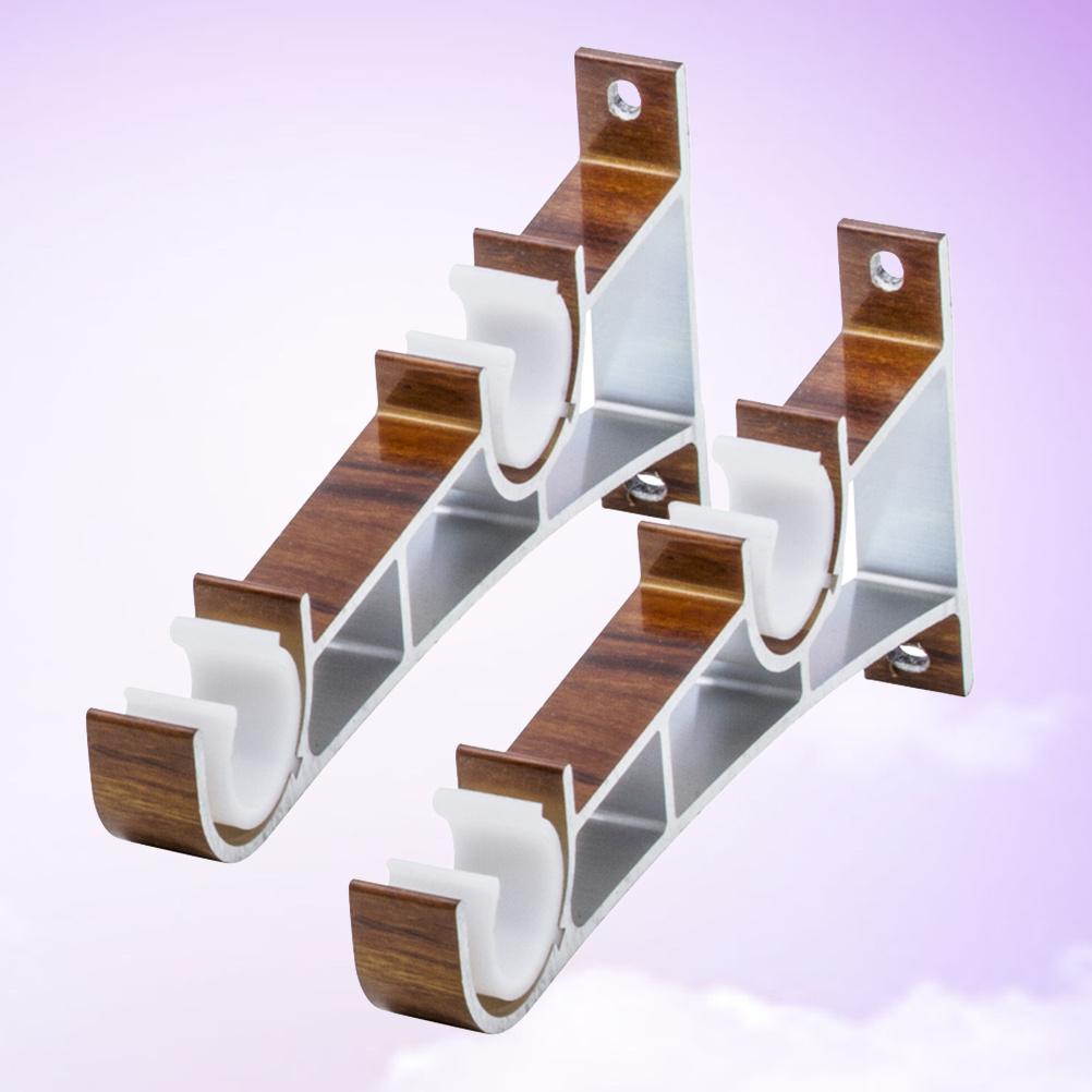 2pcs Curtain Rod Bracket Metal Double Bracket For 28/30Mm Curtain Rails Wall Mount Support Adjustable Up Down Aluminum Alloy