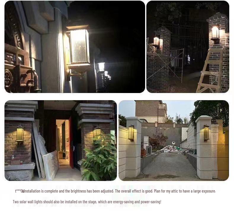 2025 Chinese Style Solar LED Outdoor Wall Sconce - Antique Villa Front Door Lamp, Super Bright