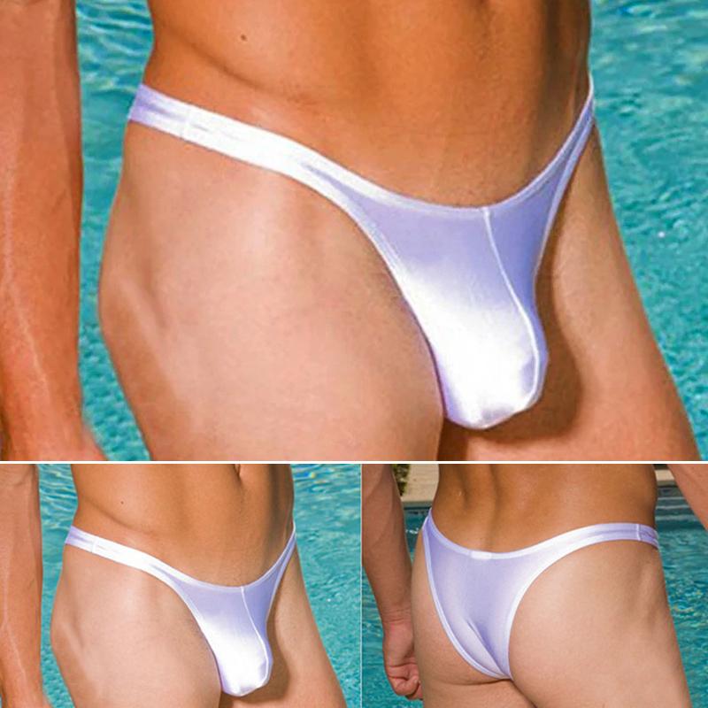 1Pc Men G-string Nylon Thongs Convex Panties Sexy Briefs Solid Color Underwear