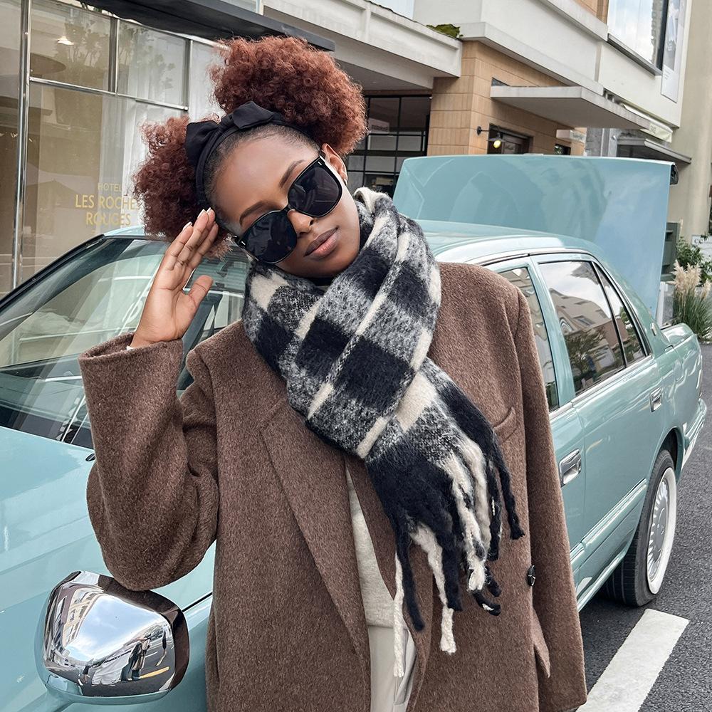 Solid color mohair scarf autumn and winter new women's warm scarf vacuum packaging