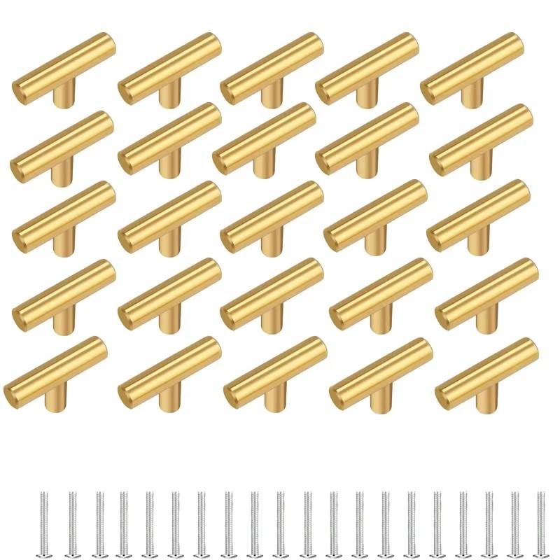 20 Pack Cabinet Knobs Matte Stainless Steel Kitchen Drawer Pulls Single Hole T-Shaped Handles 2 Inch Overall Length