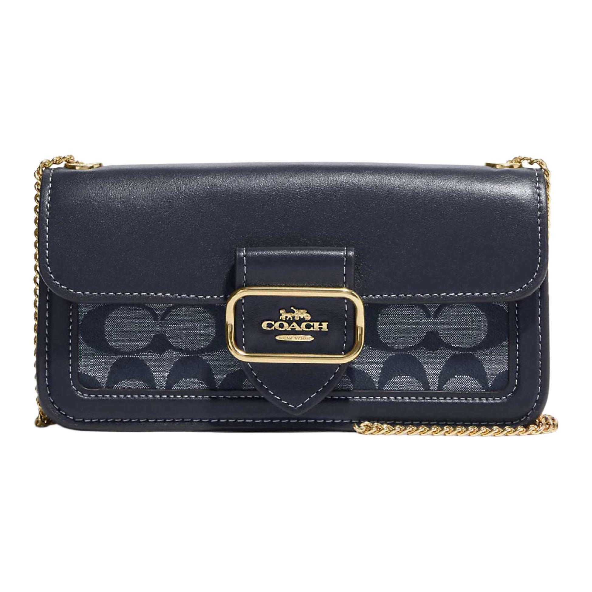 

Coach Morgan 20 Classic Monogram Jacquard Flap Closure Shoulder Bag Women Shoulder Bag Denim-Blue CH150-IMDEI Basic Set (Bag+Dust Bag)