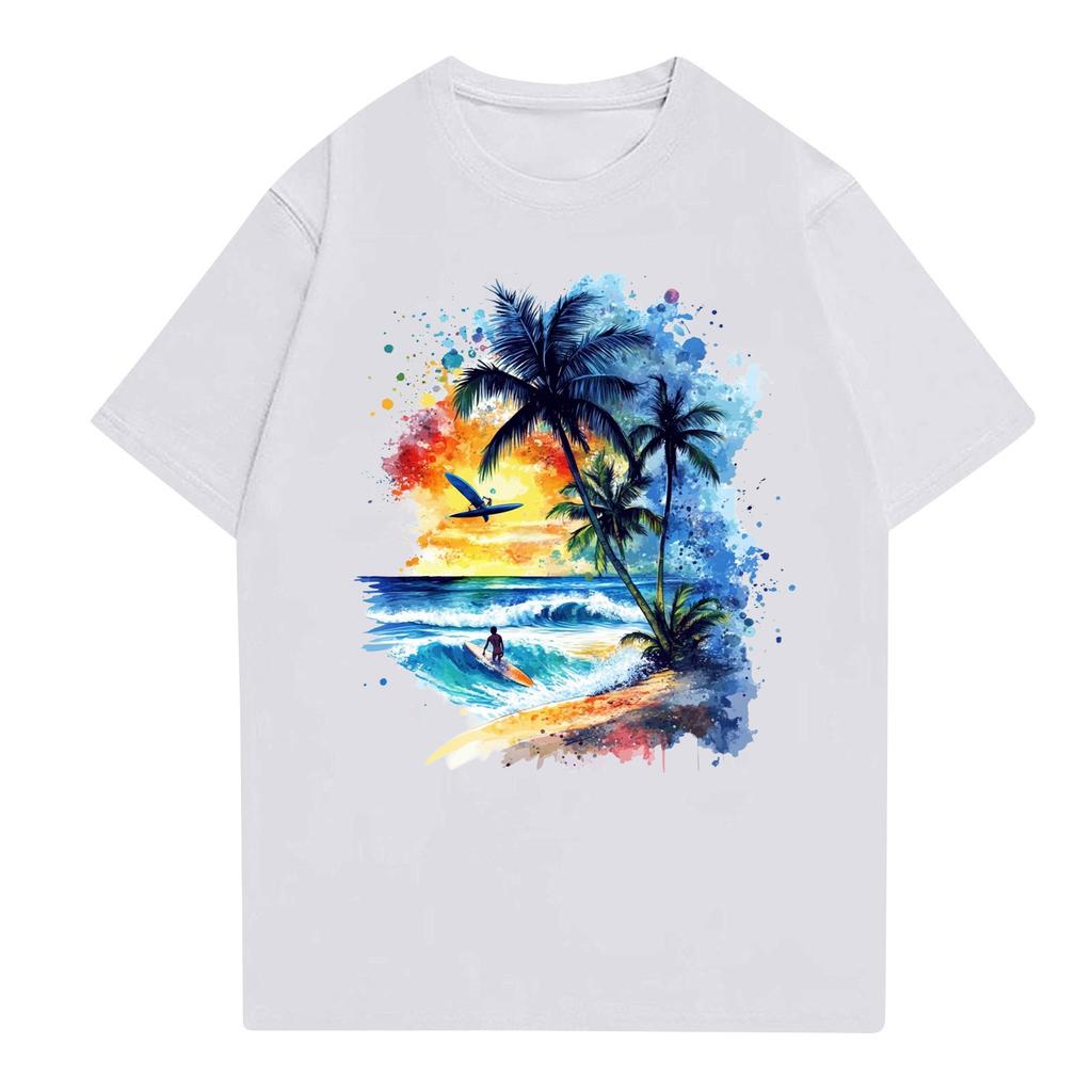 Women's Round Neck Casual Printed Short-sleeved T-shirt Top