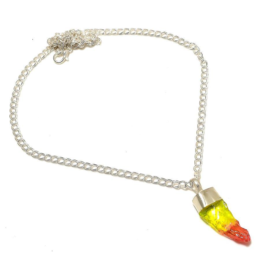 

Bi-Color Druzy Gemstone Handmade 925 Sterling Silver Jewelry Necklace 18 GK-2724