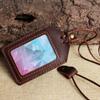 NEW Soft Leather Cowhide ID Badge Holder Name Tag Case with Neck Strap Chest Card Work Pass Meal Card Bus Card Holders Keychain School Office Supplies