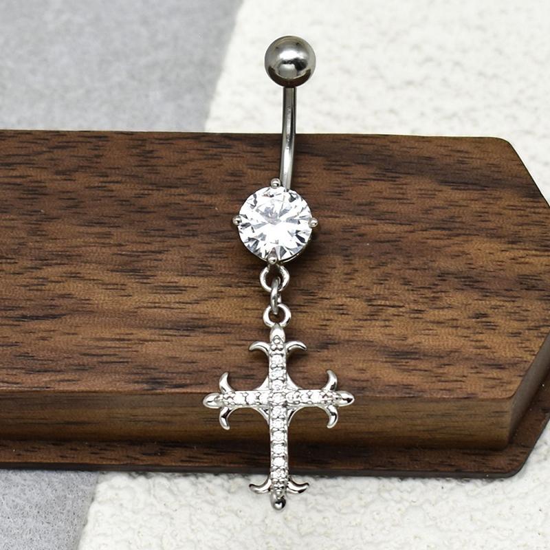 Personality Cross Pendants Navel Rings For Women Zircon Belly Button Nail Body Piercings Jewelry