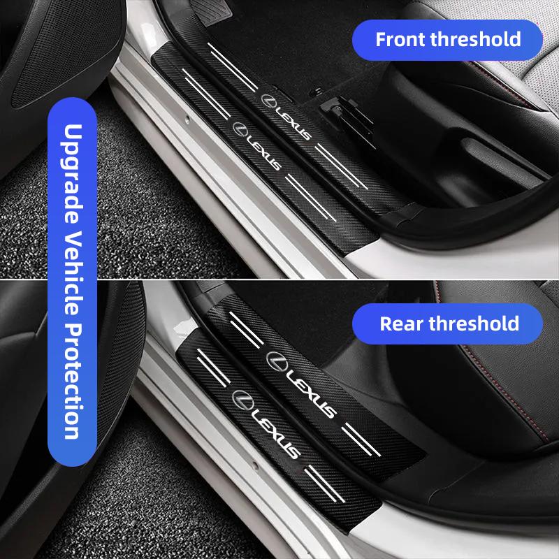 XBE2 1/4/5Pcs Carbon Fiber Leather Car Door Sill Protector Strip For Lexus Fsport GS GX IS LS LX CT LC RC LBX NX RX 350h 450h ES UX