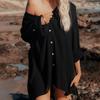 Spring and Summer Women's Beach Blouse Mid-length Loose Shirt