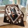 Heart-shaped Paw Print Design Pattern Blanket Flannel Material Soft Warm for All Seasons, Home Outdoor Camping Picnics RV
