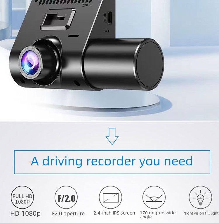 1080P HD Car Dash Cam with 360° Adjustable Triple Lens and Reversing Image