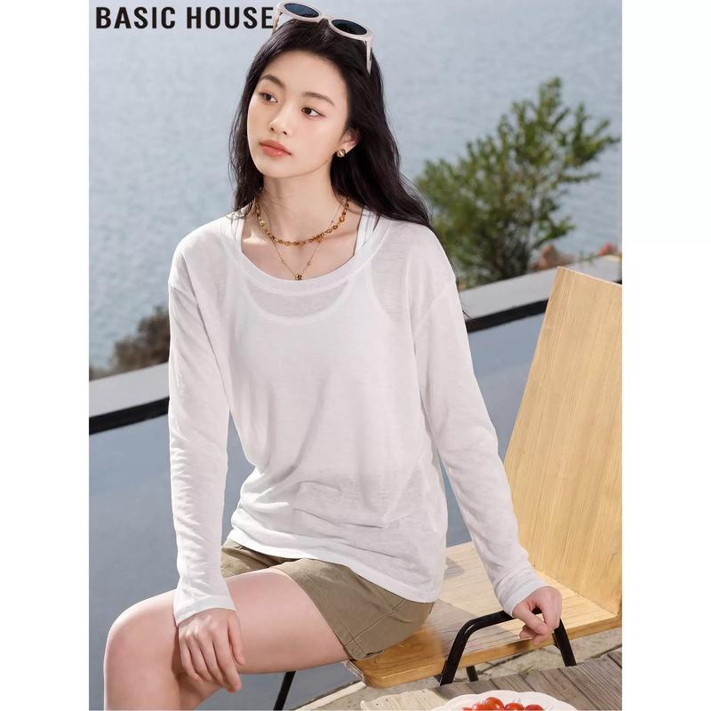 Basic House Women s Ice Silk Long Sleeve T-Shirt S