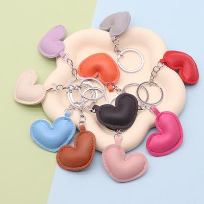 Heart-Shaped PU Leather Keychain Pendant
