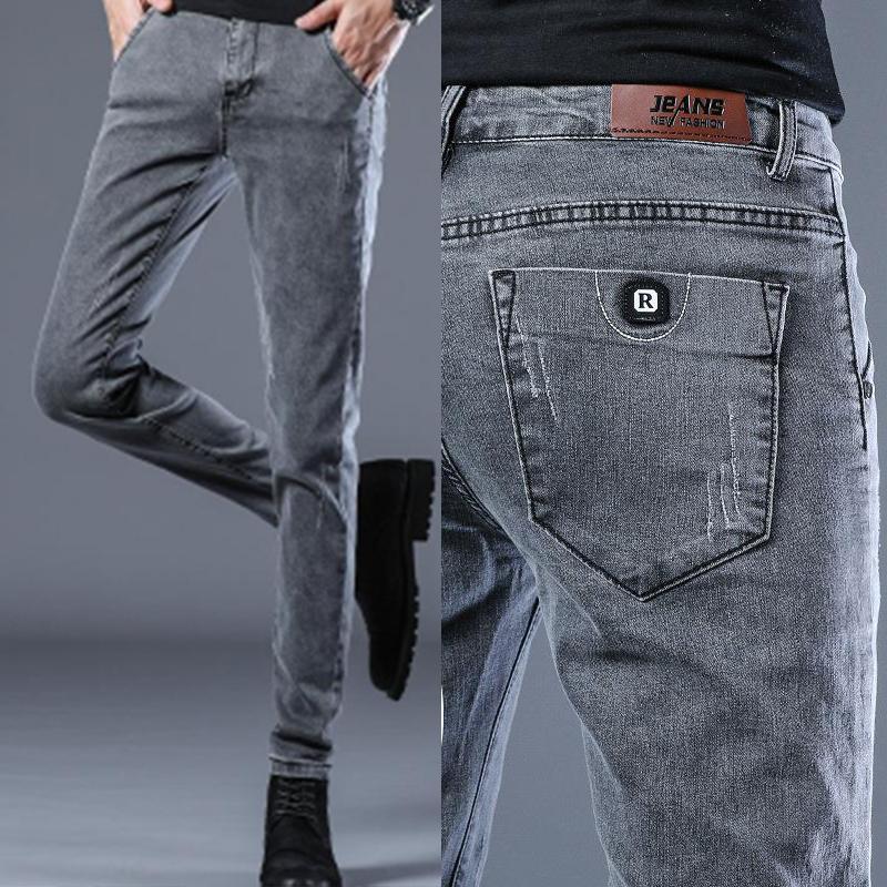 Neue klassische Designer-Trendy-Männer-Röhrenjeans Hellblau verwaschen Slim Fit Einfache Casual Fashion Street Denim Hose