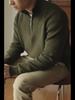 Men's Winter Long Sleeve V-Neck Zipper Polo Sweater 2024