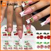6 Girds Relief Shining Cherry Rhinestones Nail Charms Sparkling Red Pink Cherry Sweet with Cute Style Design Nail Decoration