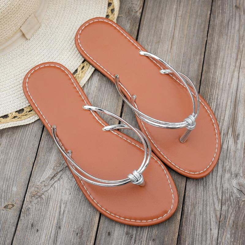 Fashion 2025 Summer Open Toe Women's Slippers Fashion Outdoor New Narrow Band Plus Size Soft Bottom Best Seller Flat Slippers Zapatos