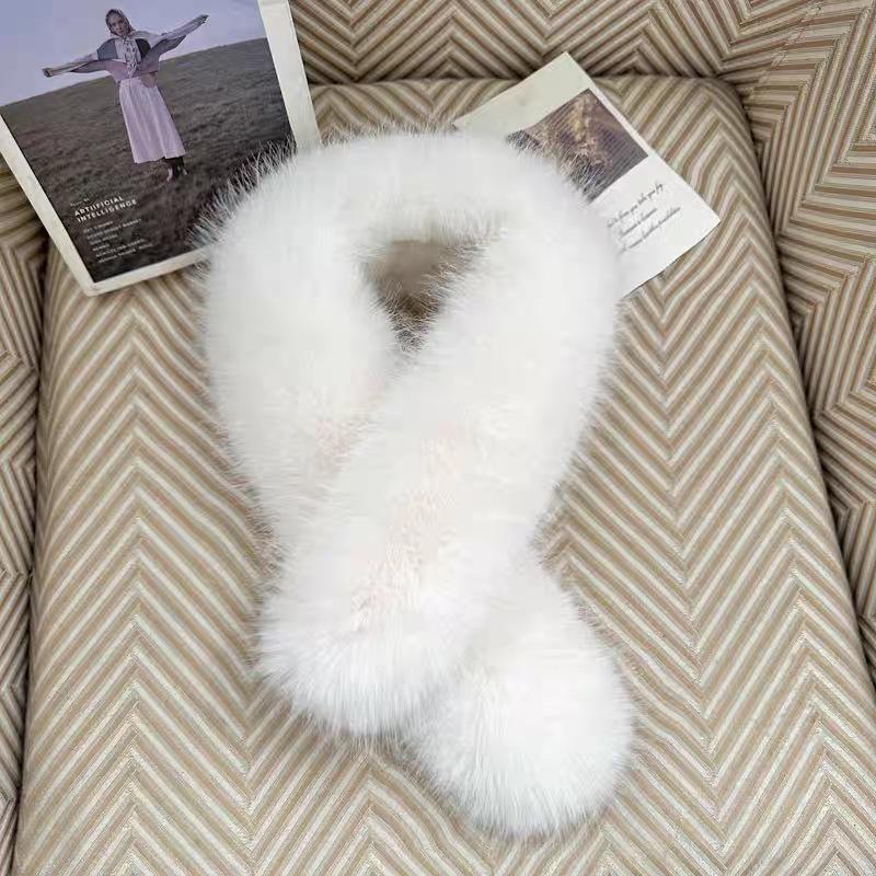 Korean Style Double-Sided Faux Fox Fur Neck Gaiter Scarf